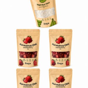 Yeşil Muz Unu ve Kurutulmuş Çilek Paketi (5'li paket)